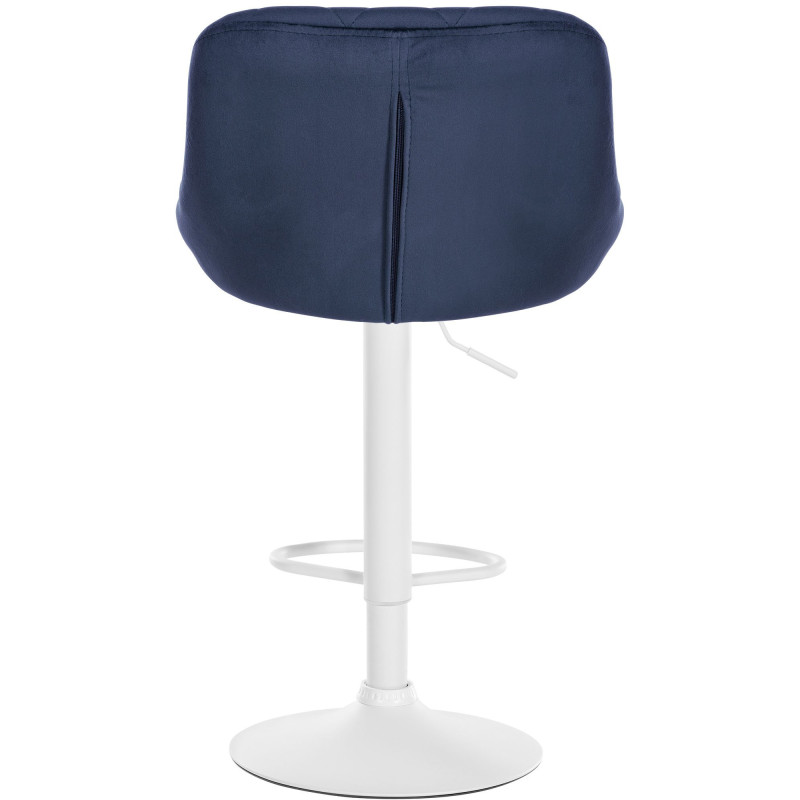 Tabouret de bar moderne chic en Velours Bleu Métal Blanc Zerion - 5