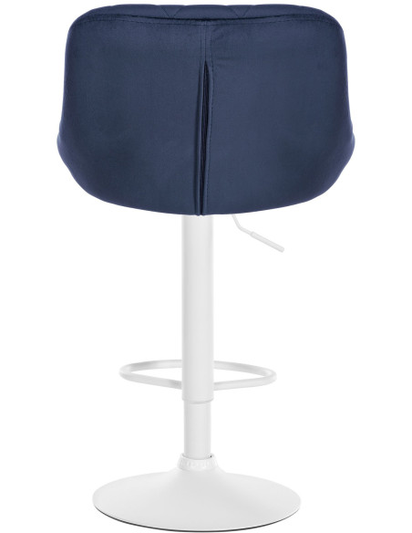 Tabouret de bar moderne chic en Velours Bleu Métal Blanc Zerion - 5