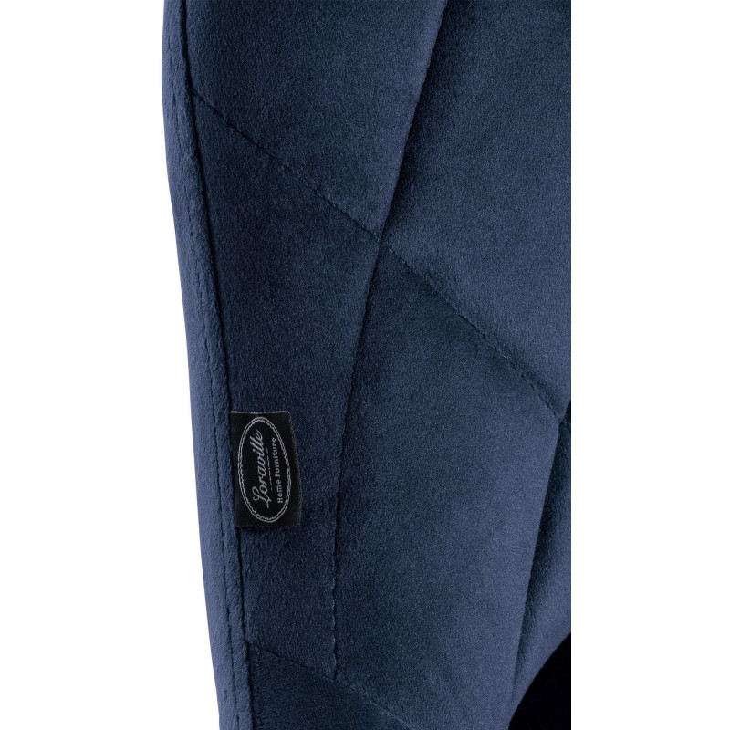 Tabouret de bar moderne chic en Velours Bleu Métal Blanc Zerion - 6