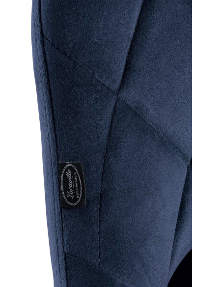 Tabouret de bar moderne chic en Velours Bleu Métal Blanc Zerion - 6