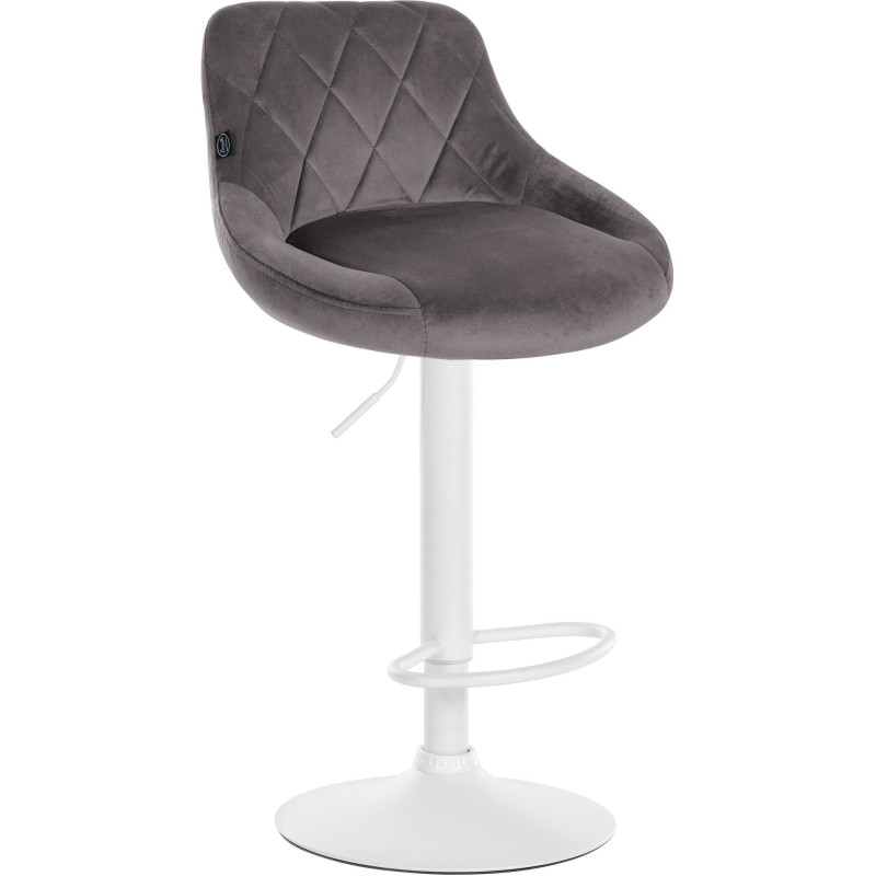 Tabouret de bar moderne chic en Velours Gris Métal Blanc Zerion - 1