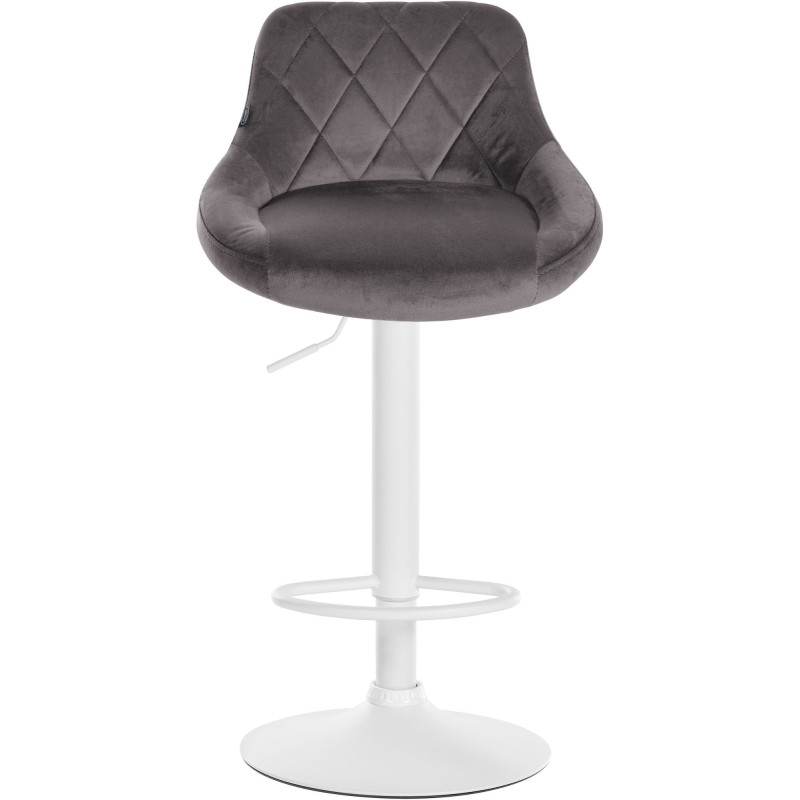 Tabouret de bar moderne chic en Velours Gris Métal Blanc Zerion - 2
