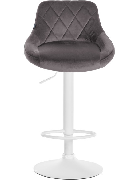 Tabouret de bar moderne chic en Velours Gris Métal Blanc Zerion - 2