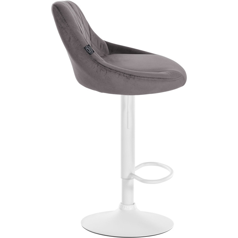 Tabouret de bar moderne chic en Velours Gris Métal Blanc Zerion - 3