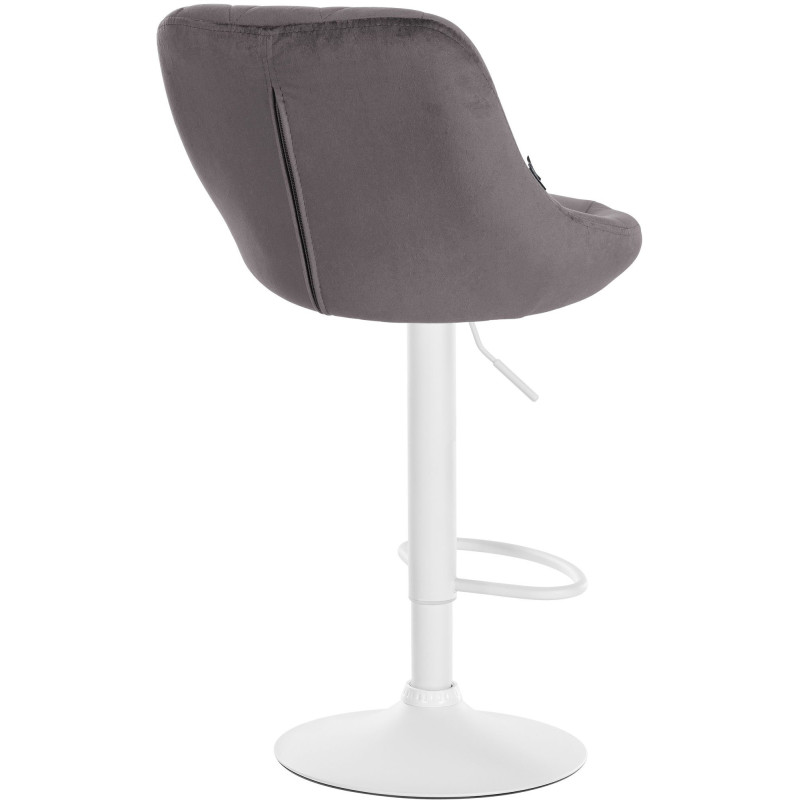 Tabouret de bar moderne chic en Velours Gris Métal Blanc Zerion - 4