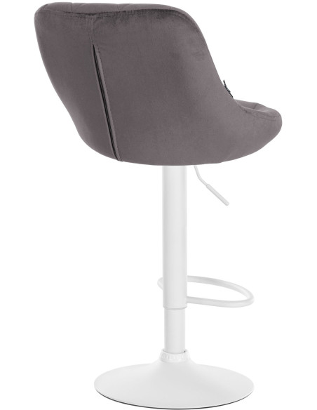 Tabouret de bar moderne chic en Velours Gris Métal Blanc Zerion - 4