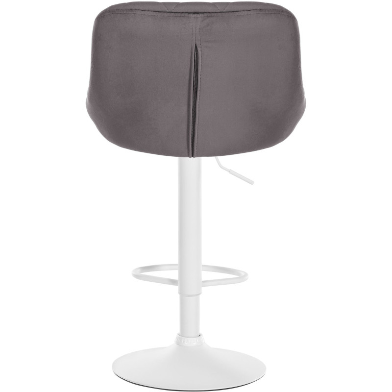 Tabouret de bar moderne chic en Velours Gris Métal Blanc Zerion - 5