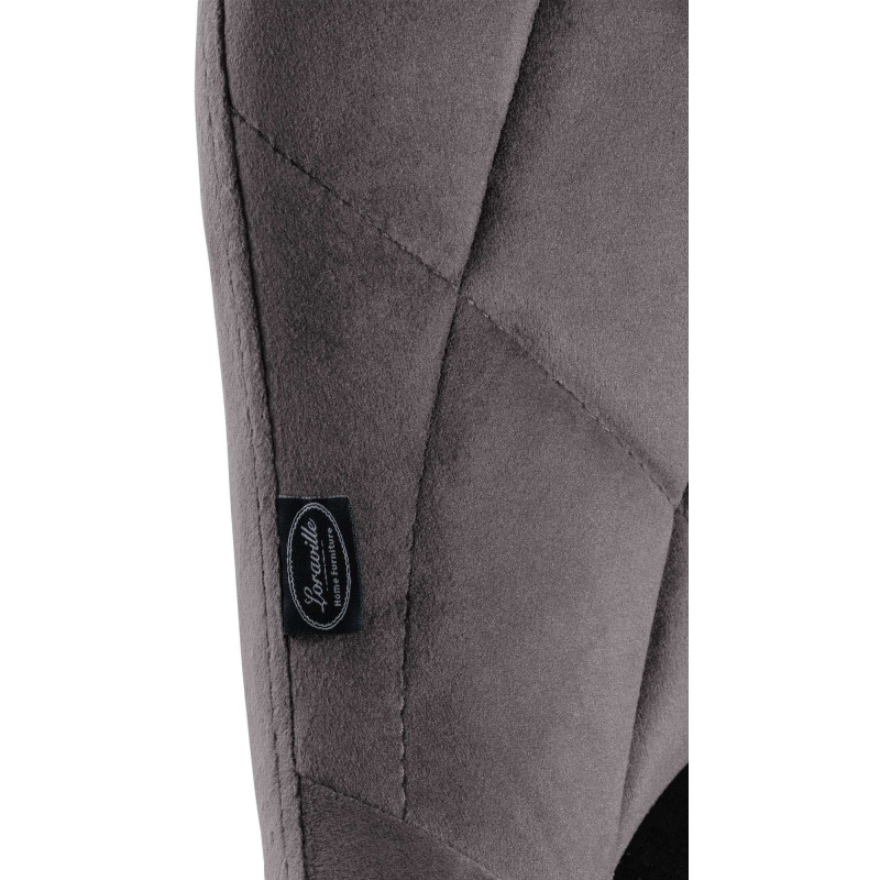 Tabouret de bar moderne chic en Velours Gris Métal Blanc Zerion - 6