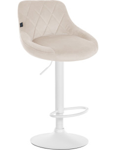 Tabouret de bar moderne chic en Velours Blanc crème Métal Blanc Zerion - 1