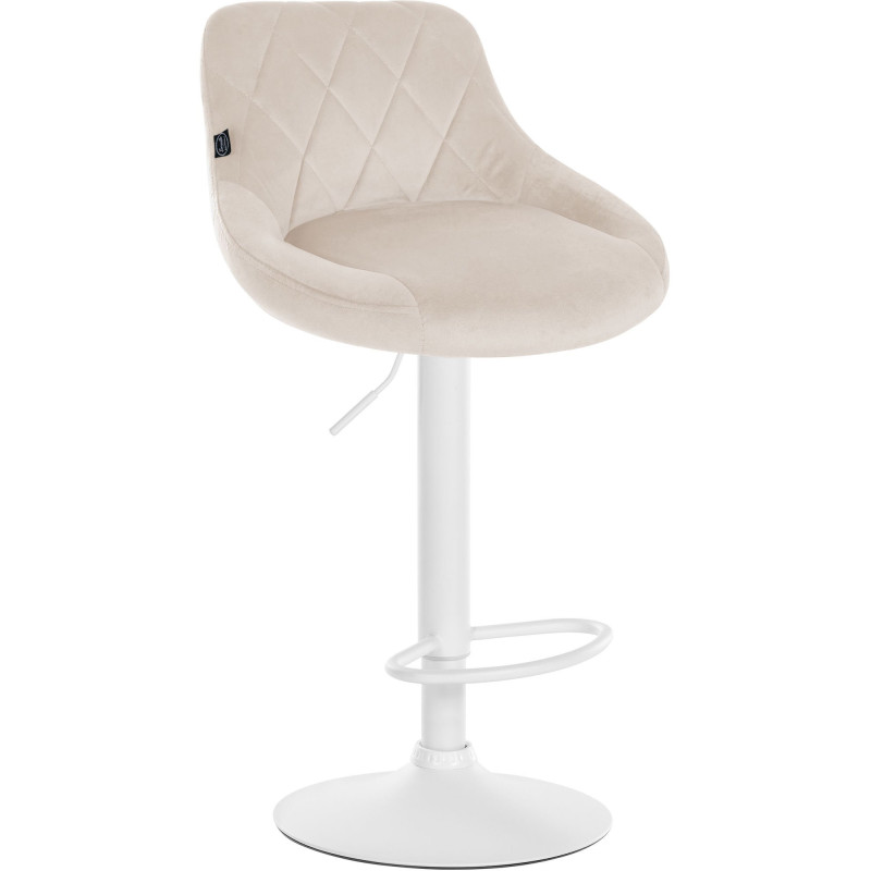Tabouret de bar moderne chic en Velours Blanc crème Métal Blanc Zerion - 1