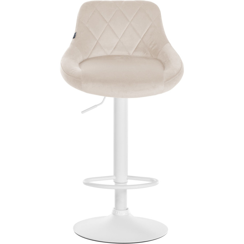 Tabouret de bar moderne chic en Velours Blanc crème Métal Blanc Zerion - 2