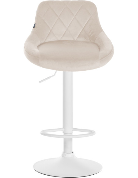 Tabouret de bar moderne chic en Velours Blanc crème Métal Blanc Zerion - 2