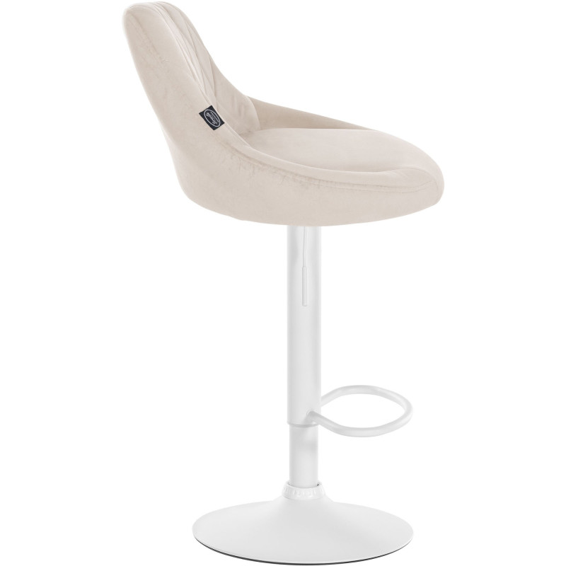 Tabouret de bar moderne chic en Velours Blanc crème Métal Blanc Zerion - 3