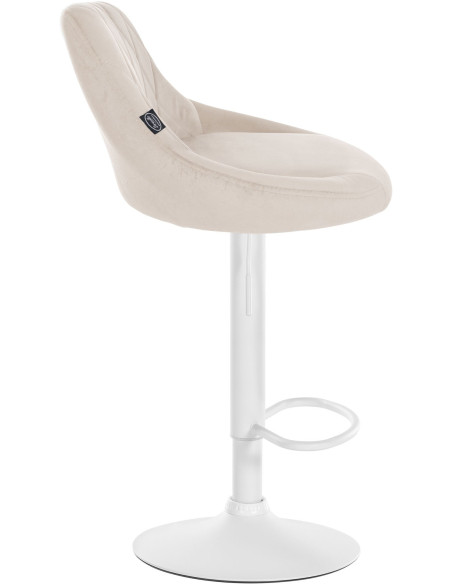 Tabouret de bar moderne chic en Velours Blanc crème Métal Blanc Zerion - 3