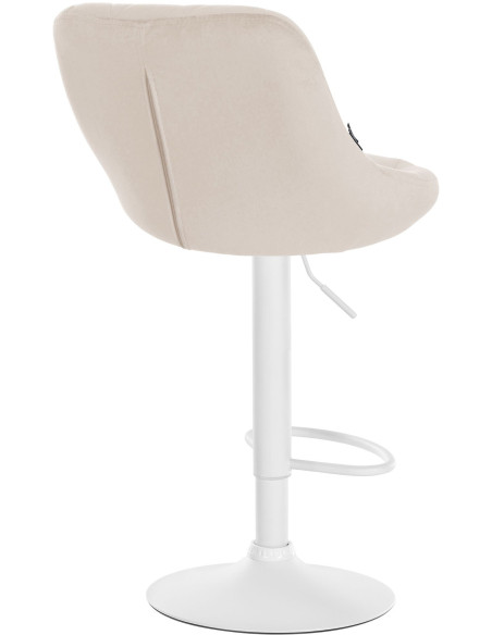 Tabouret de bar moderne chic en Velours Blanc crème Métal Blanc Zerion - 4