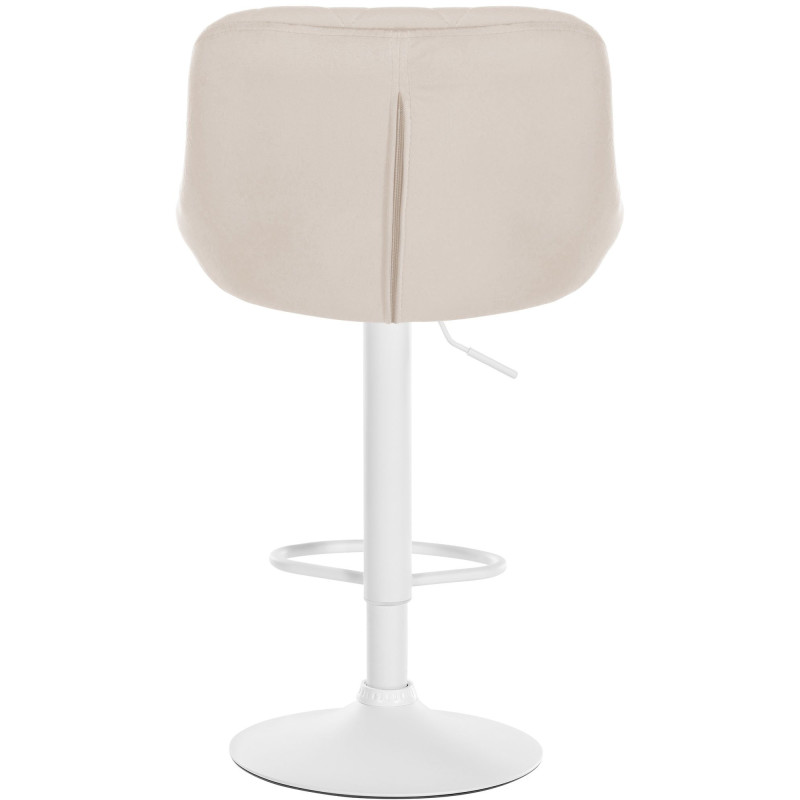 Tabouret de bar moderne chic en Velours Blanc crème Métal Blanc Zerion - 5