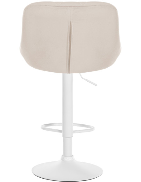 Tabouret de bar moderne chic en Velours Blanc crème Métal Blanc Zerion - 5