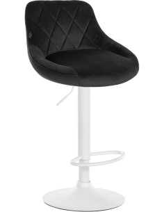 Tabouret de bar moderne chic en Velours Noir Métal Blanc Zerion - 1