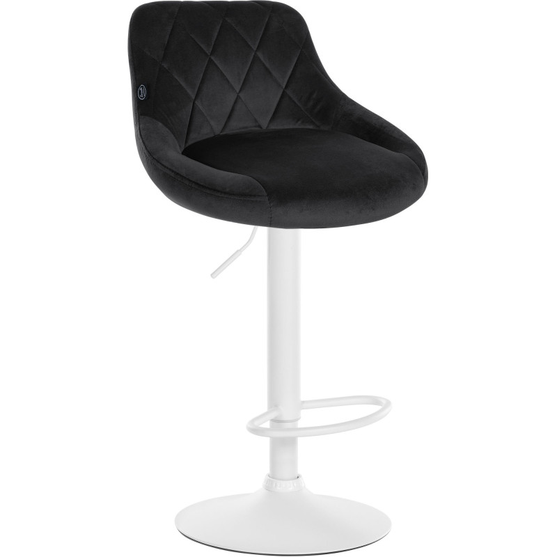 Tabouret de bar moderne chic en Velours Noir Métal Blanc Zerion - 1