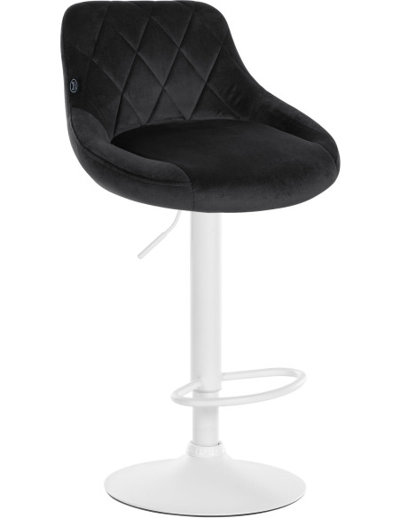 Tabouret de bar moderne chic en Velours Noir Métal Blanc Zerion - 1