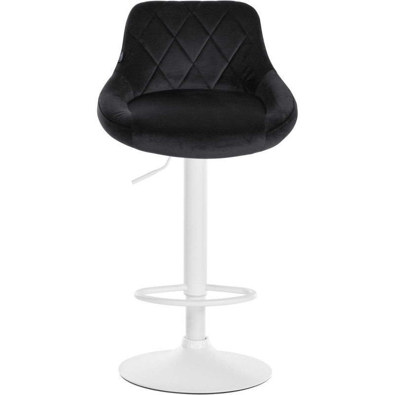 Tabouret de bar moderne chic en Velours Noir Métal Blanc Zerion - 2