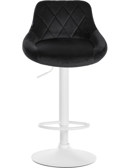 Tabouret de bar moderne chic en Velours Noir Métal Blanc Zerion - 2