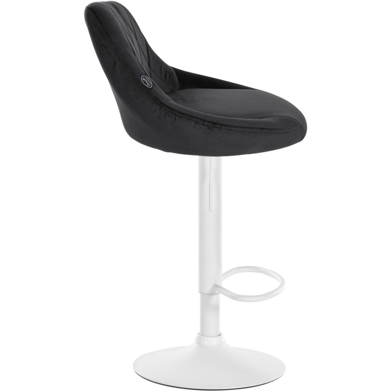 Tabouret de bar moderne chic en Velours Noir Métal Blanc Zerion - 3