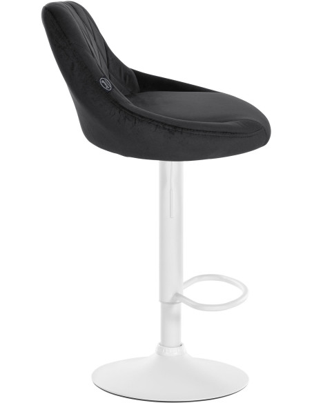 Tabouret de bar moderne chic en Velours Noir Métal Blanc Zerion - 3