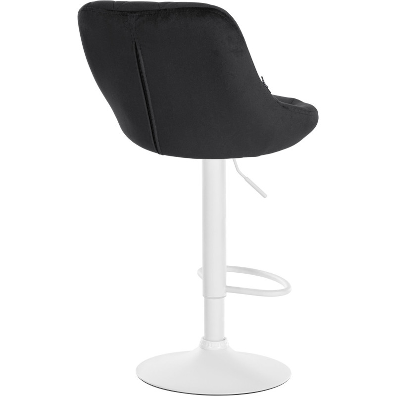 Tabouret de bar moderne chic en Velours Noir Métal Blanc Zerion - 4