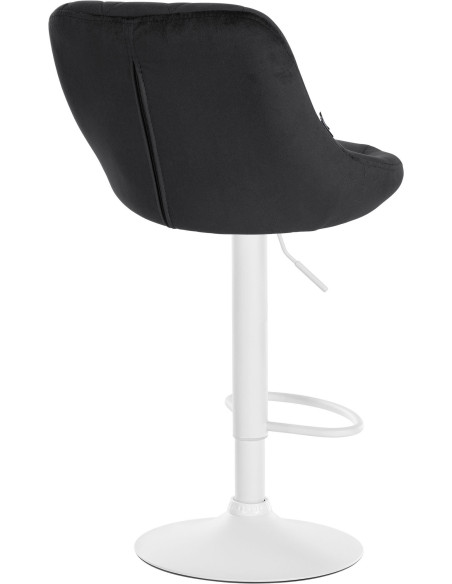 Tabouret de bar moderne chic en Velours Noir Métal Blanc Zerion - 4