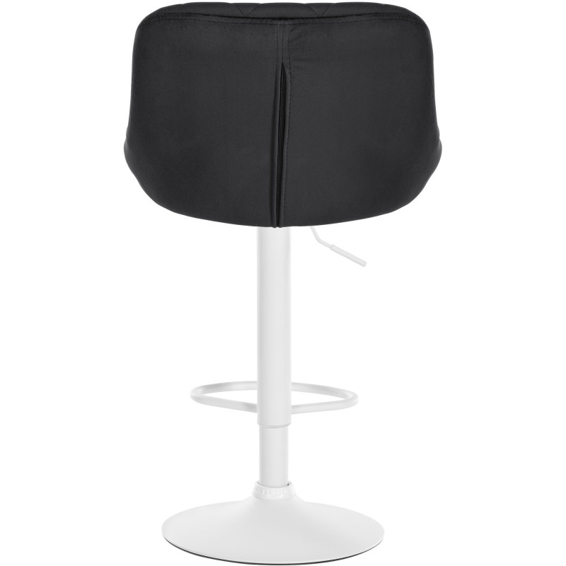 Tabouret de bar moderne chic en Velours Noir Métal Blanc Zerion - 5
