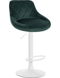 Tabouret de bar moderne chic en Velours Vert foncé Métal Blanc Zerion - 1