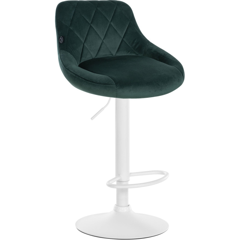 Tabouret de bar moderne chic en Velours Vert foncé Métal Blanc Zerion - 1