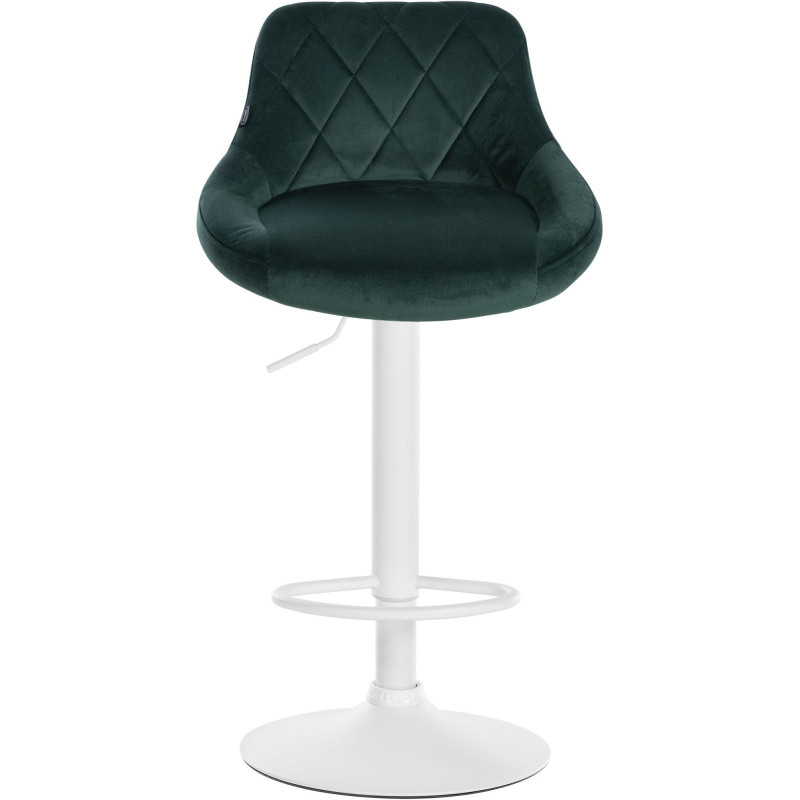 Tabouret de bar moderne chic en Velours Vert foncé Métal Blanc Zerion - 2
