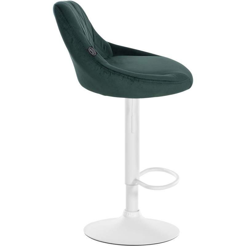 Tabouret de bar moderne chic en Velours Vert foncé Métal Blanc Zerion - 3