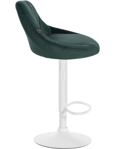 Tabouret de bar moderne chic en Velours Vert foncé Métal Blanc Zerion - 3