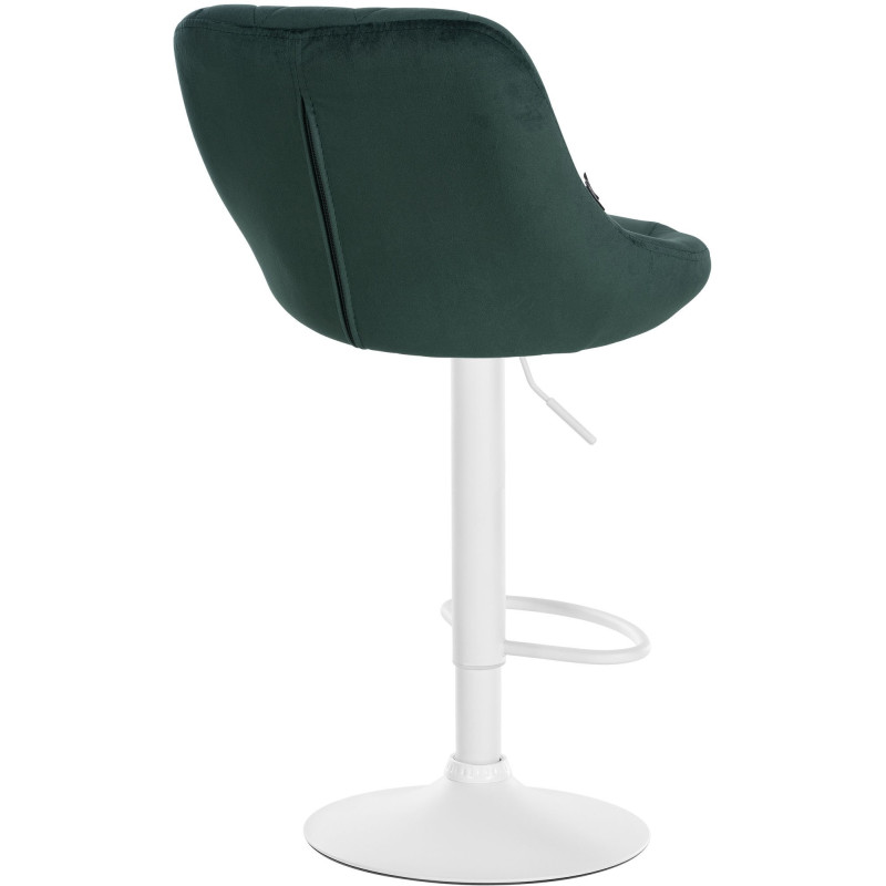 Tabouret de bar moderne chic en Velours Vert foncé Métal Blanc Zerion - 4