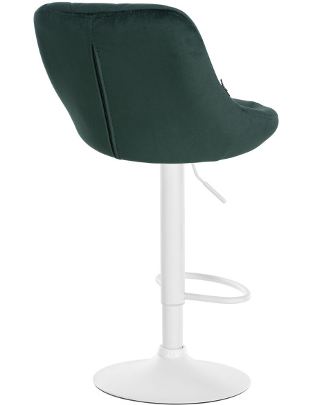 Tabouret de bar moderne chic en Velours Vert foncé Métal Blanc Zerion - 4