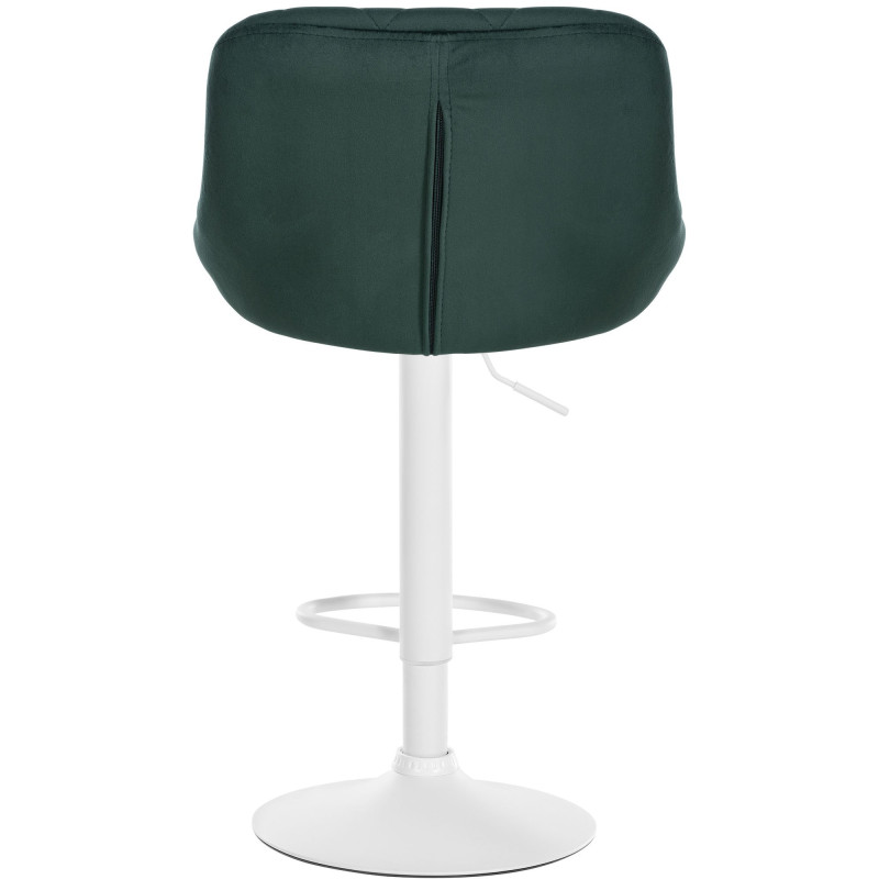 Tabouret de bar moderne chic en Velours Vert foncé Métal Blanc Zerion - 5