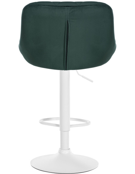 Tabouret de bar moderne chic en Velours Vert foncé Métal Blanc Zerion - 5