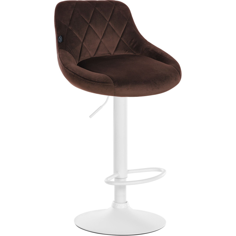 Tabouret de bar moderne chic en Velours Marron Métal Blanc Zerion - 1