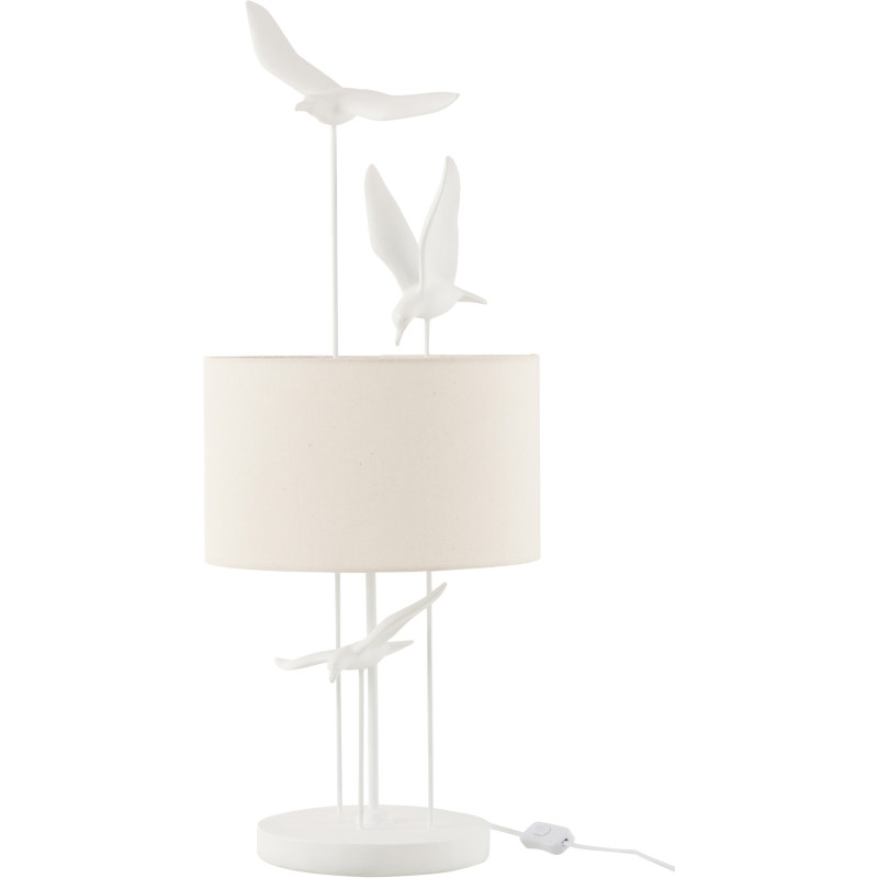 Lampe à poser Oiseaux en Résine Blanc Polyester Beige Clelia - 1