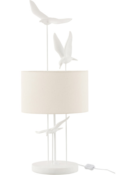 Lampe à poser Oiseaux en Résine Blanc Polyester Beige Clelia - 1