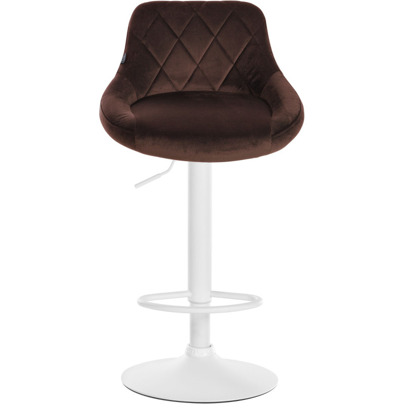 Tabouret de bar moderne chic en Velours Marron Métal Blanc Zerion - 2