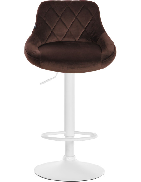 Tabouret de bar moderne chic en Velours Marron Métal Blanc Zerion - 2