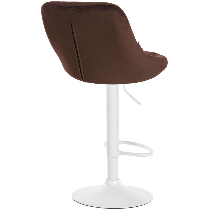 Tabouret de bar moderne chic en Velours Marron Métal Blanc Zerion - 4