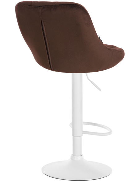 Tabouret de bar moderne chic en Velours Marron Métal Blanc Zerion - 4
