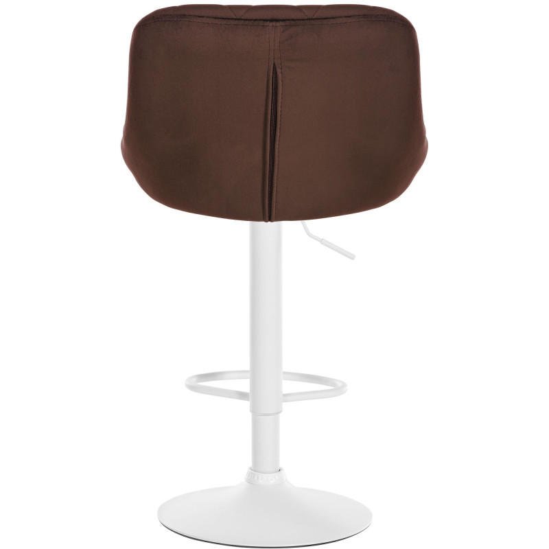 Tabouret de bar moderne chic en Velours Marron Métal Blanc Zerion - 5