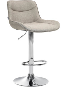 Tabouret de bar design en Tissu Taupe Métal Argenté Fylven - 1