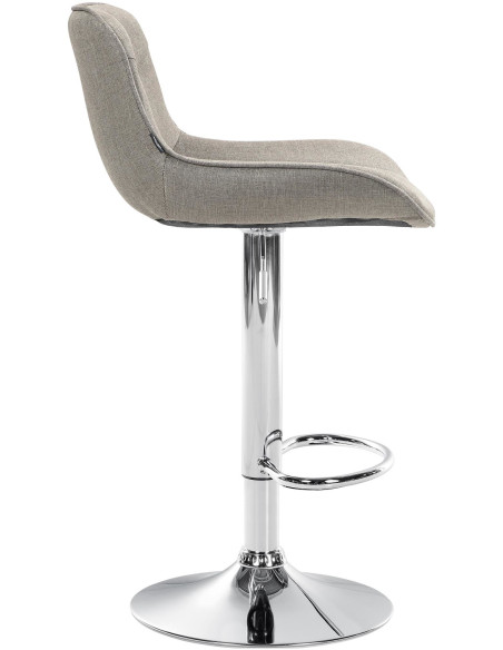 Tabouret de bar design en Tissu Taupe Métal Argenté Fylven - 2